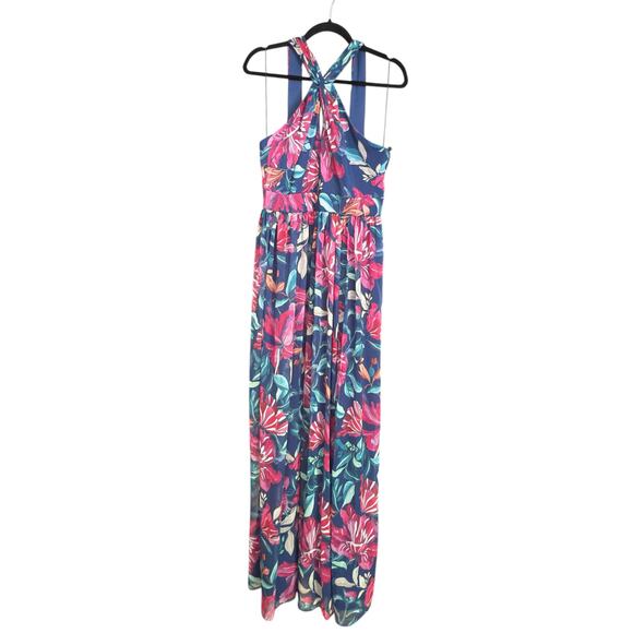 Adrianna Papell Chiffon Halter Gown size 10, Multicolor Floral | NEW $249 - Picture 3 of 5